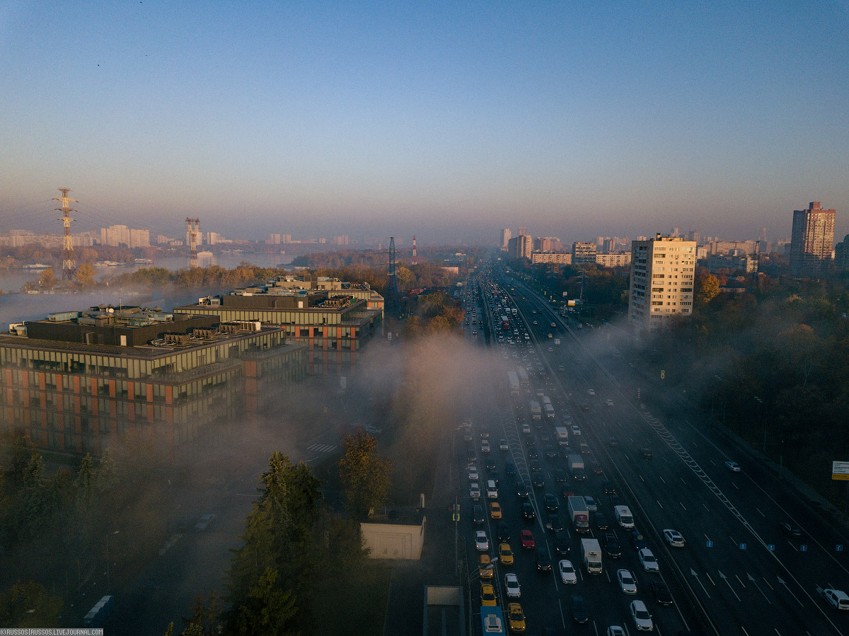 Туман над Москвой красивая, осень, лучшем, городе, очень, Вообще, восход, Москвой, чудесен, Сегодняшний