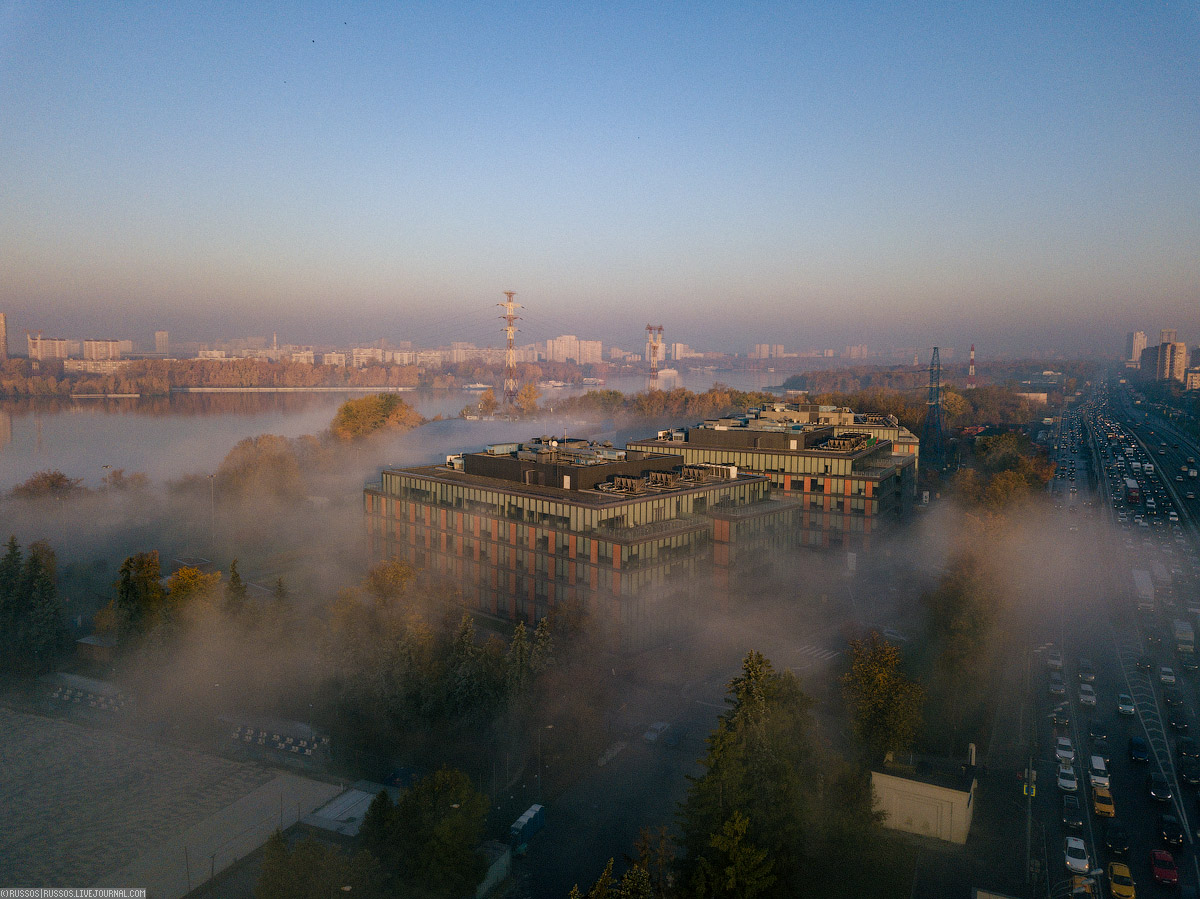 Туман над Москвой красивая, осень, лучшем, городе, очень, Вообще, восход, Москвой, чудесен, Сегодняшний